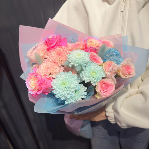 Букет Бабл Гам Vibes 🩵Сине-розовая эстетика + секретный аромат жвачки 💖💙