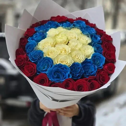 Роза трехцветная 🤍💙️
