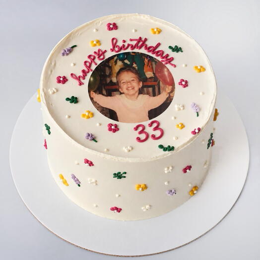 Торт «happy birthday» с фотопечатью