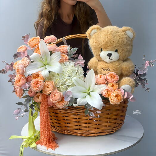 Teddy in basket