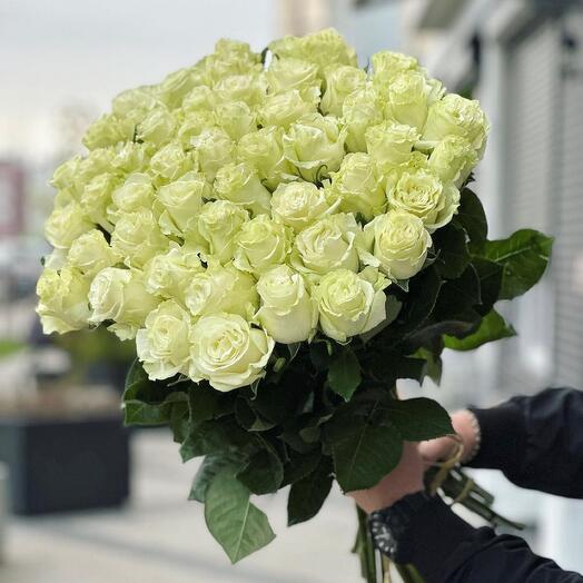 Букет из 51 эквадорской белой розы 70 см