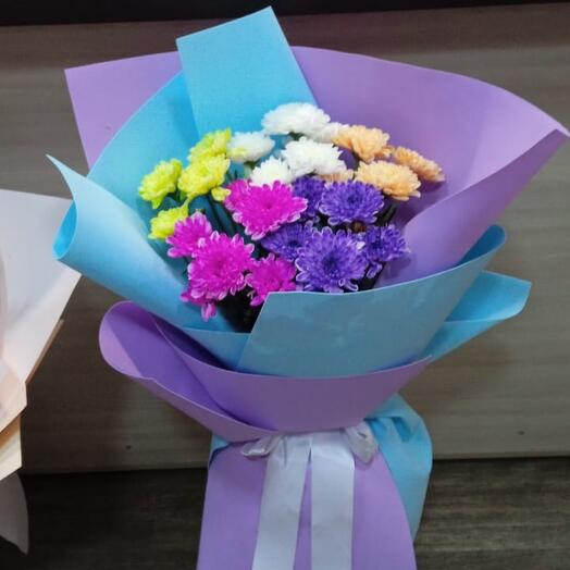 Bouquet of colored chrysanthemums