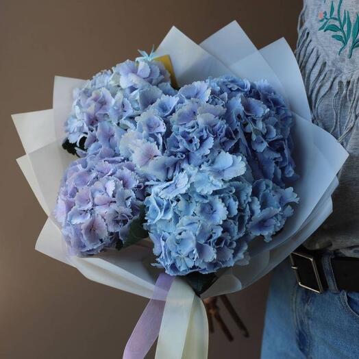 5 Blue Hydrangea Bouquet
