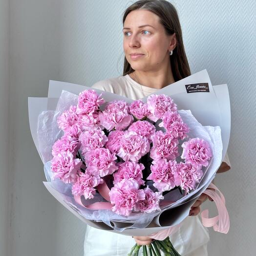 Monobucket of delicate pink carnations