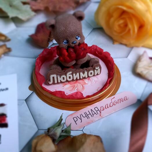Мишка с сердечками, шоколад ручной работы