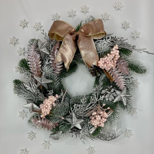 Новогодний мини венок с бантом🎀
