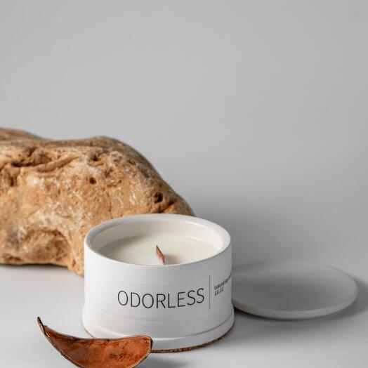 Свеча в гипсе ODORLESS MILK, 100 мл