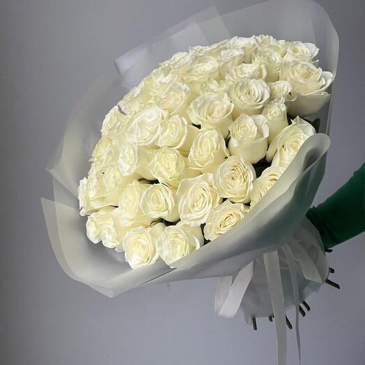 Белые розы 51шт