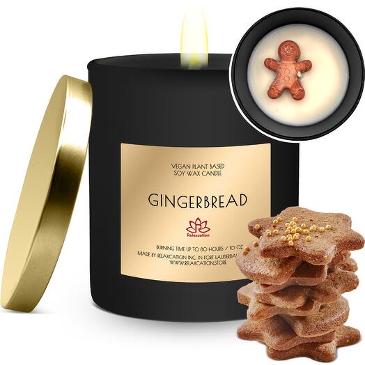 Soy Wax High Scented Candle Gingerbread Scent in Glass Jar 10 oz