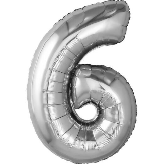 Цифра 6 из фольги "Серебро", 100см