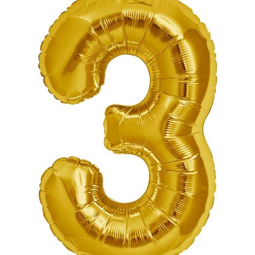 GOLD GIANT FOIL NUMBER BALLOON - 3