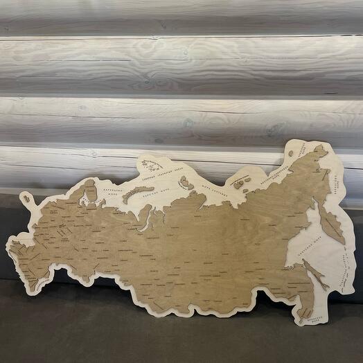 Карта России из дерева (двухслойная,цельная)