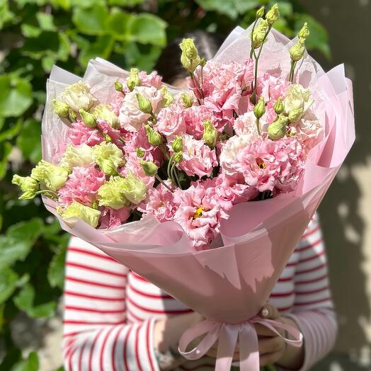 Букет «Розовое кружево» из 9 розовой ажурной эустомы💗