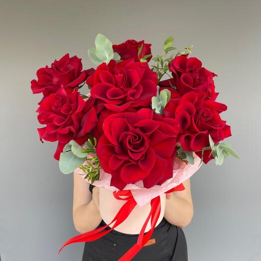 Flores en Caja rosa francesa roja