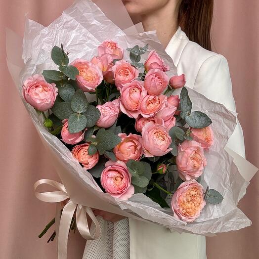 🌸Букет с розой - Джульетта и эвкалиптом