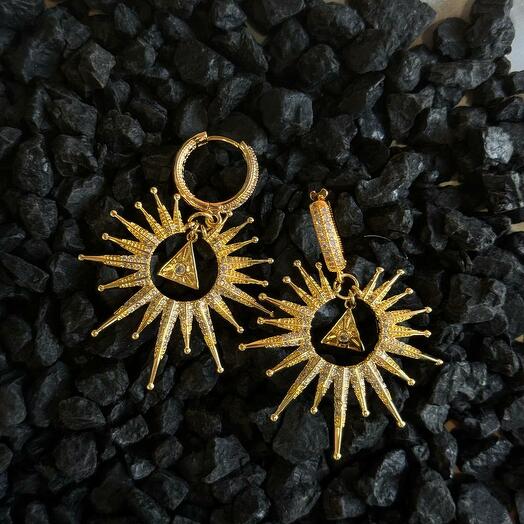 Golden sun earrings