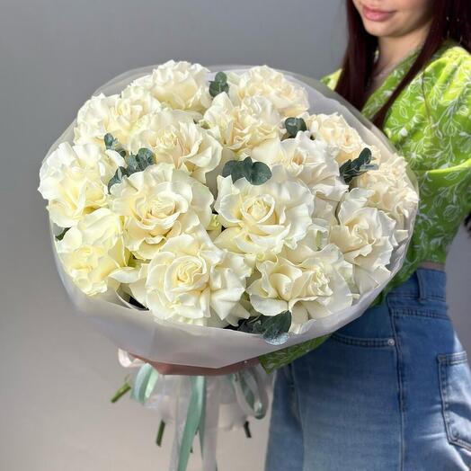 Нежный🕊️🕊️🕊️ букет из 15 белых французских роз
