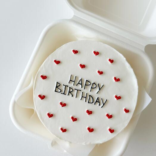 Бенто торт happy birthday с сердечками