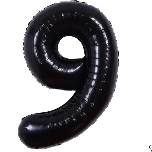 Фольгированная черная цифра "9"