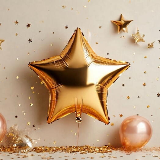 XL Шар гелий звезда золото. Foil helium ballon XL star, gold