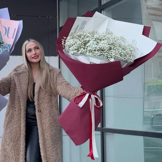 Xxl букет белых гипсофил