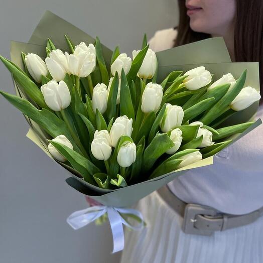 Белые тюльпаны 20 штук