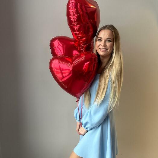 Шарик Красное сердце (3 шт) / red balloons red heart