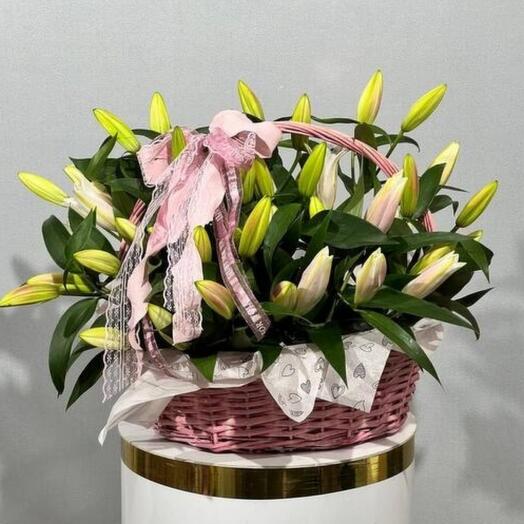 Large basket with lilies