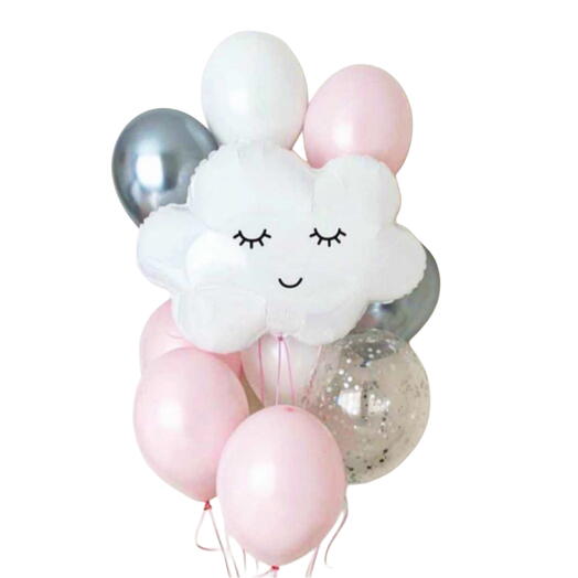 Набор воздушных Шаров «Облачко» 13 штук. Set of helium balloons 13 pcs Pink cloud