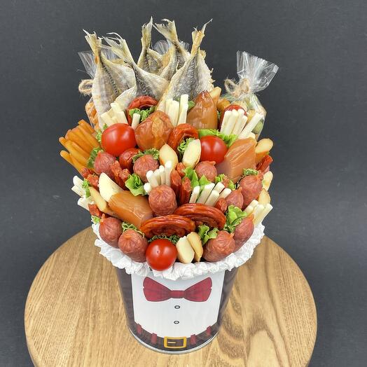 Ramo de hombre salchicha ramo comestible regalo de cumpleaños para hombre aniversario aniversario