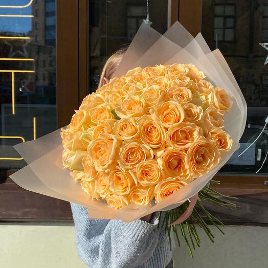 Букет 51 персиковая Роза 50 см