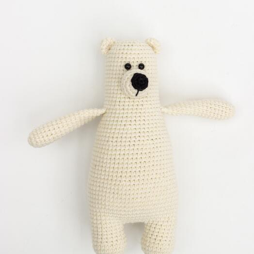 Вязаная игрушка "Мишка" молочный, 22 см