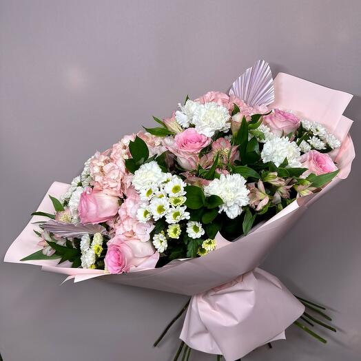 🌸Большой сборный букет роз и гортензий