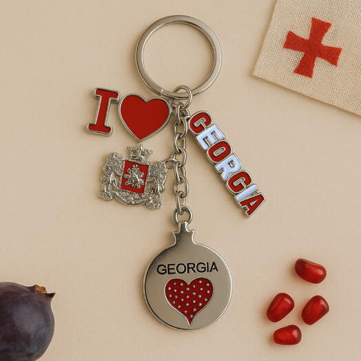 Брелок сувенир «Я люблю Грузию, Гранат». Keychain souvenir I love Georgia pomegranate
