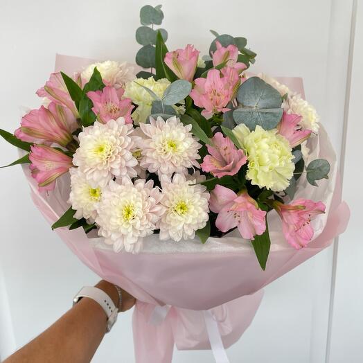 Аризона 🌸 Хризантема кустовая, альстромерия, диантус и эвкалипт 🌸️Идеально для любимой, маме, мамочке, жене 🌸