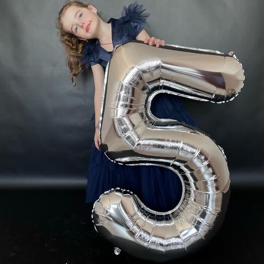 Шар Цифра 5 Серебро