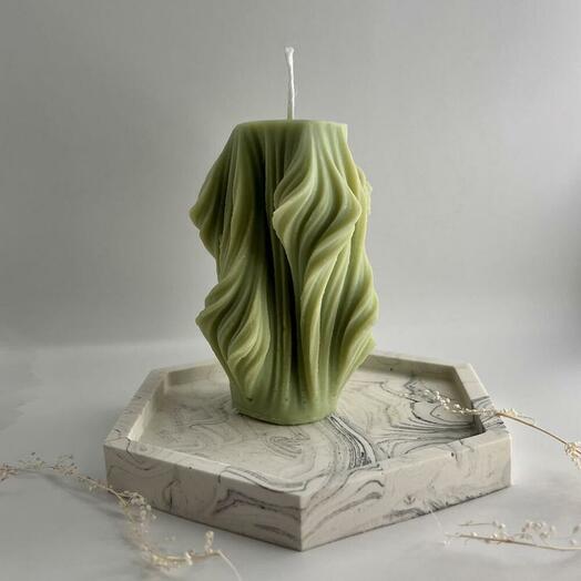 Свеча волна(зеленая) соевый воск