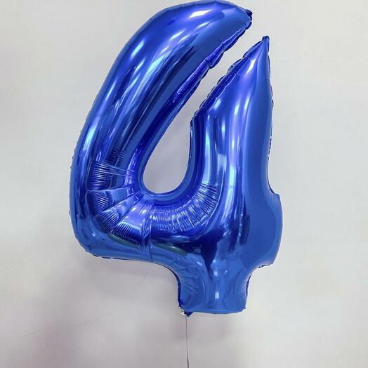 Шар Цифра 4 синяя