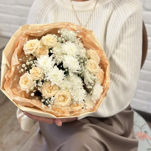 🧁Крем  брюле из кустовых роз и хризантем