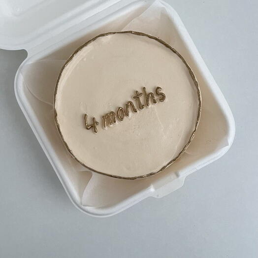 Бенто торт с надписью "4 months", торт для малыша, торт для сына, торт для дочки (F)