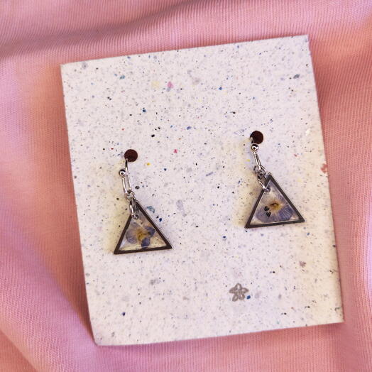 Triangle Earrings with flowers