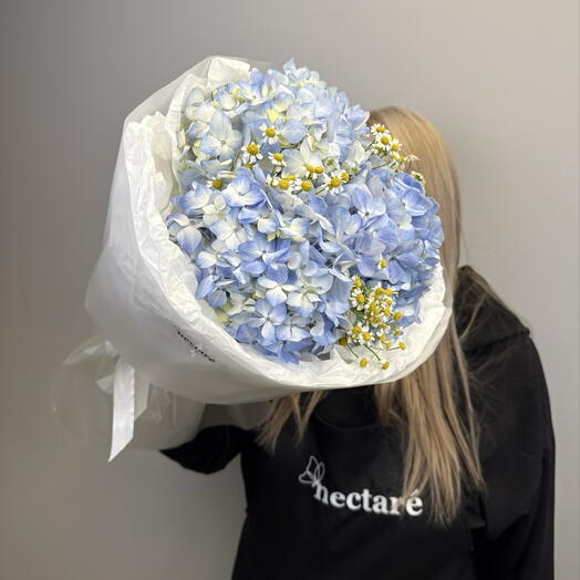 Авторский букет с гортензией и ромашками🌼