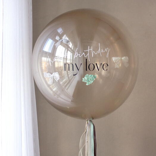 Большой стеклянный шар «Дымчатый кварц» 24″ | надпись любая, шар на грузе