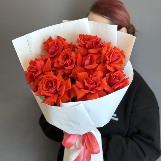 Монобукет из французских роз «Нина» 9 шт🌹