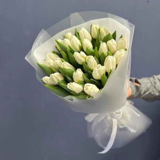 🤍 Белая нежность — букет из белых тюльпанов