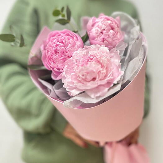 Монобукет-комплимент "Особенной"/пионы/Цветы PEONY62
