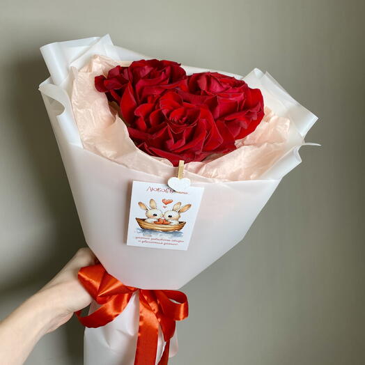 Монобукет сердце ♥️ розы Софи Лорен для любимой девушки