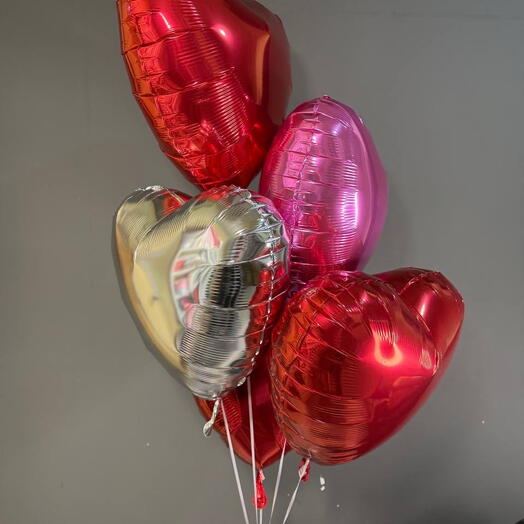 5 фольгированных шаров сердце