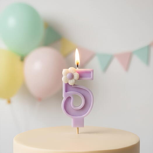 Свеча-цифра «5» сиреневая, 7 см, соевый воск, ручная работа