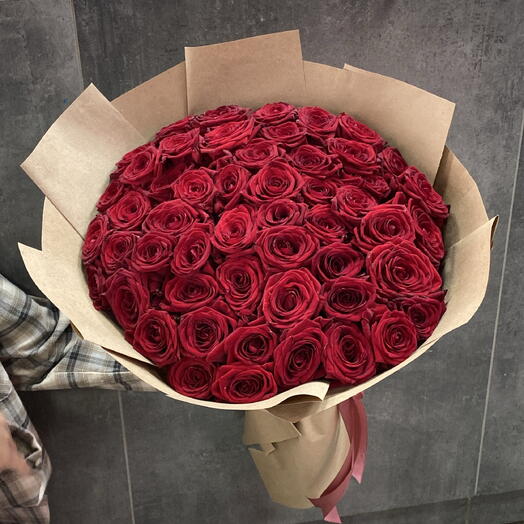 A large bouquet of 51 red roses
